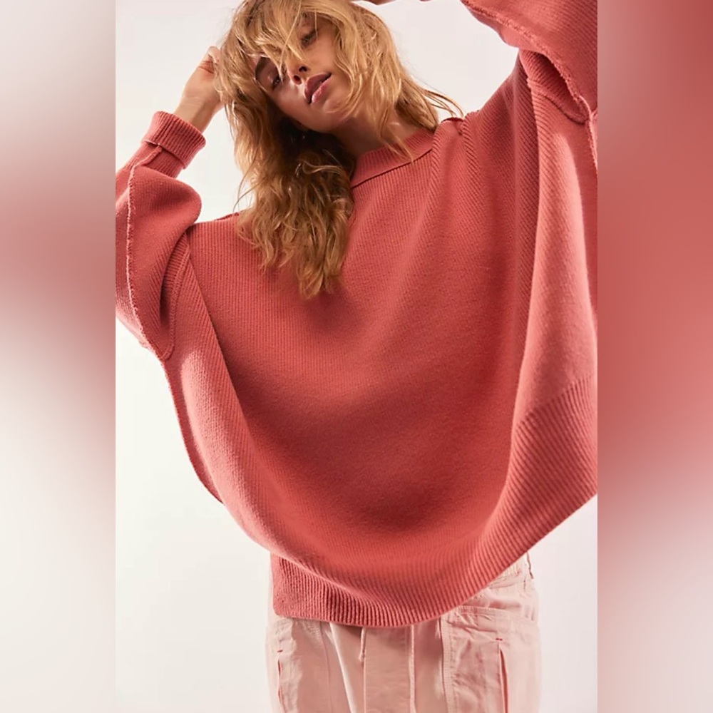 Free People - Easy Street Tunic Sweater. Coral Pink. XL